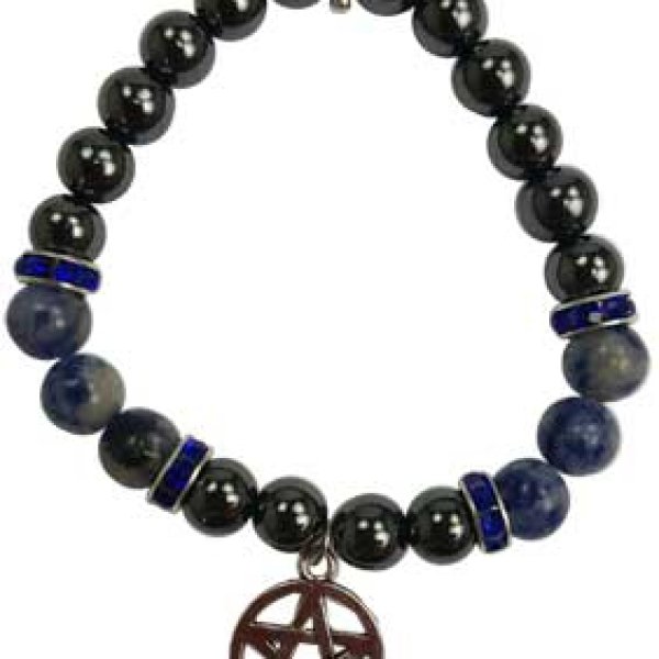 8mm Hematite (man-made)/ Sodalite with Pentagram