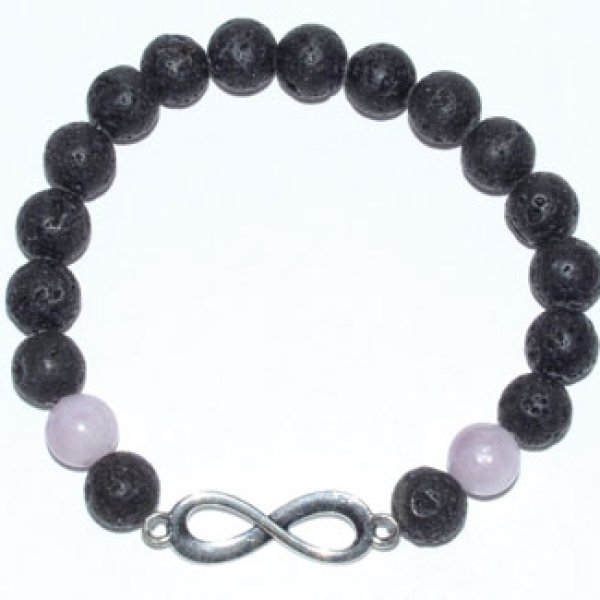 8mm Lava/ Kunzite with Infinity