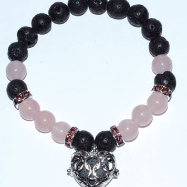 8mm Lava/ Rose Quartz with Aromatherapy