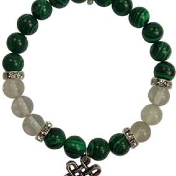 8mm Malachite/ Quartz with Celtic Knot