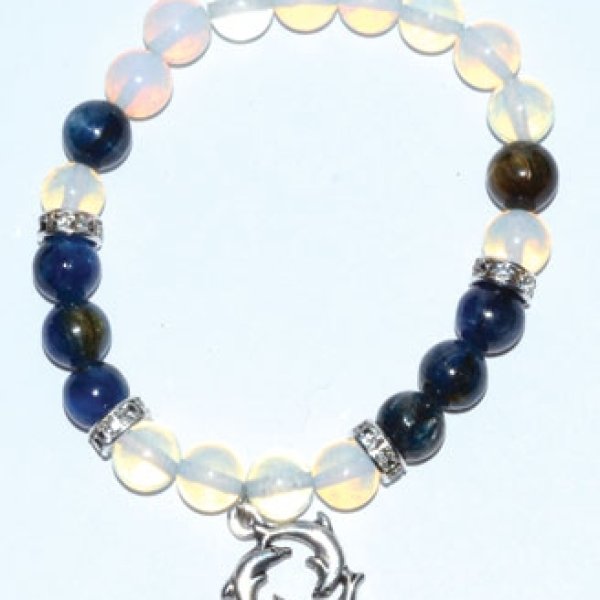 8mm Opalite/ Kyanite with Dolphins