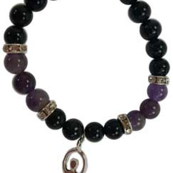 8mm Purple Goldstone/ Amethyst with Goddess