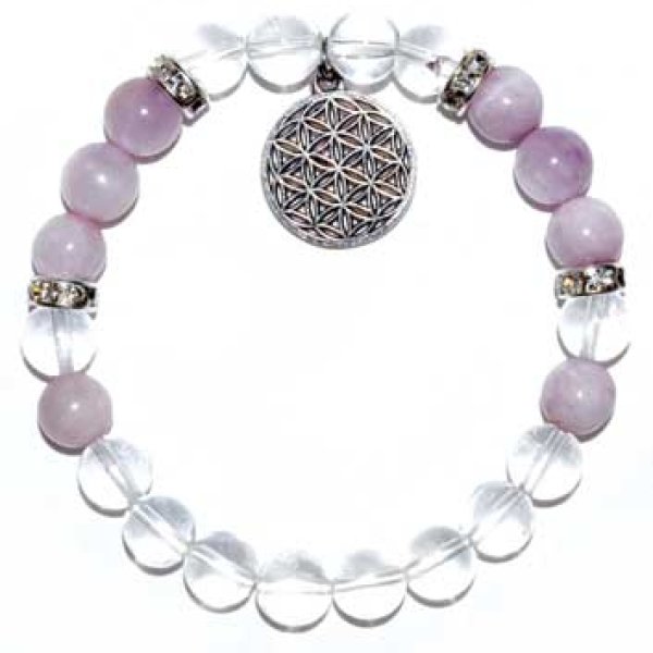 8mm Quartz/ Kunzite Flower of Life