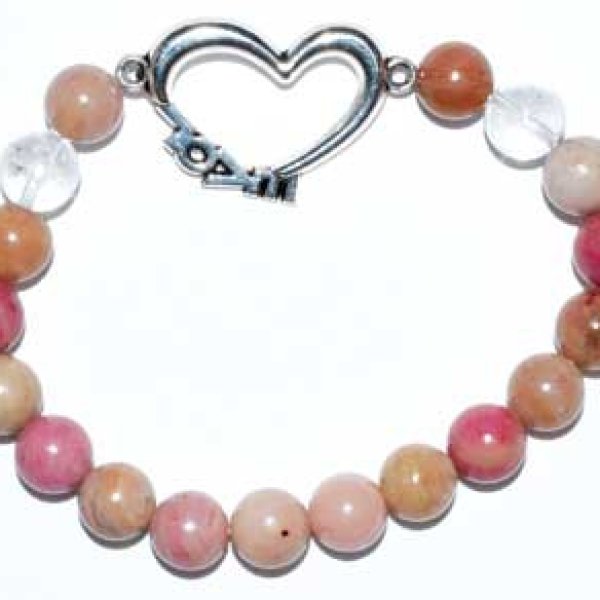 8mm Rhodonite/ Quartz with Heart