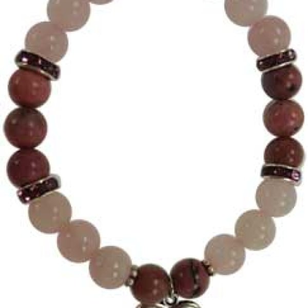 8mm Rose Quartz/ Rhodonite with Heart