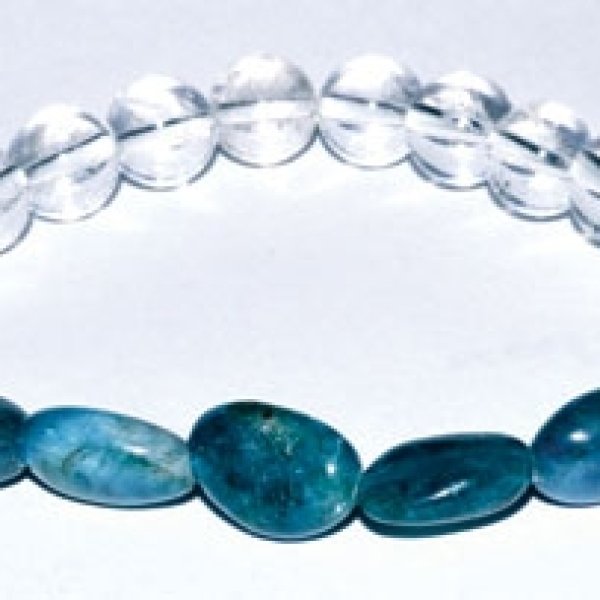 Apatite Nuggets & Quartz gemstone bracelet