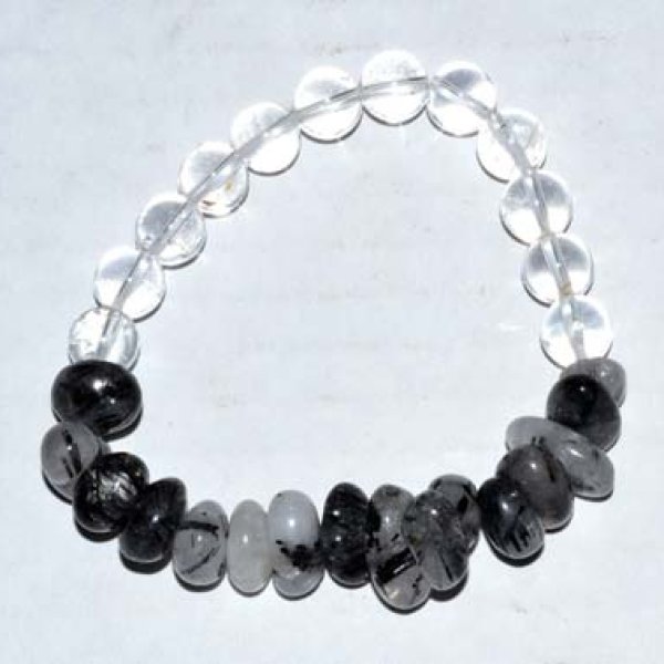 Nuggets, Quartz with Tourmaline & Quartz gemstone bracelet