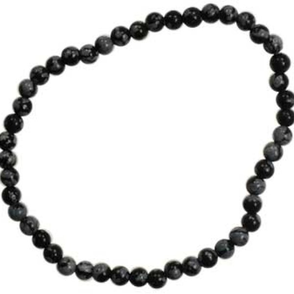 4mm Snow Flake Obsidian stretch bracelet