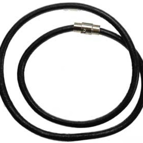 Thick Black Leather 18" necklace