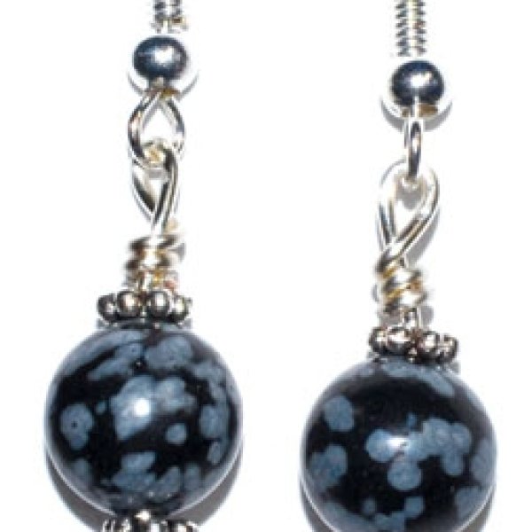 Snowflake Obsidian dangle earrings