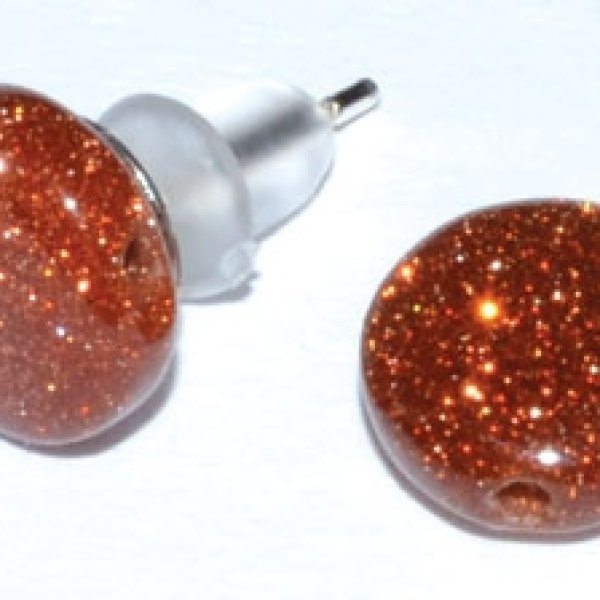 Red goldstone stud earrings