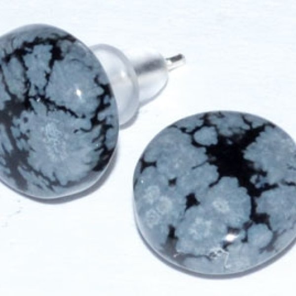 Snowflake obsidian stud earrings