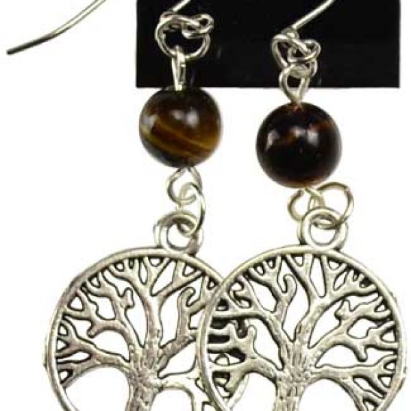 Tigers Eye Tree of Life earrings
