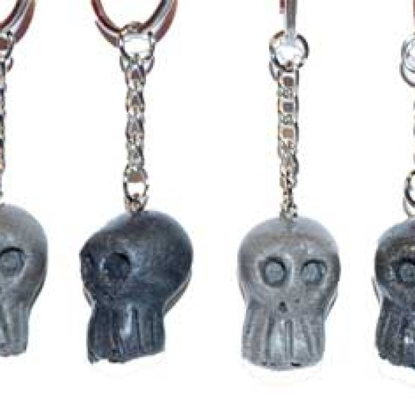 1" resin Skull key ring (assorted colors)