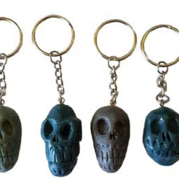 1 1/2" resin Skull key ring (assorted colors)