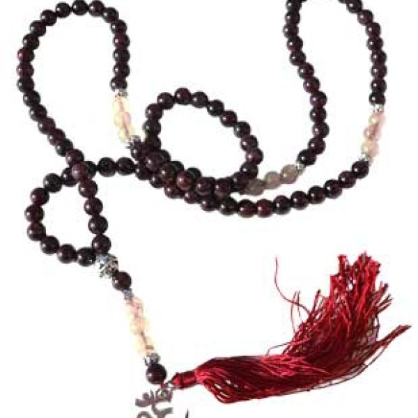 Garnet & Rultilated Quartz mala