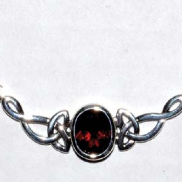 Celtic Oval Garnet necklace sterling