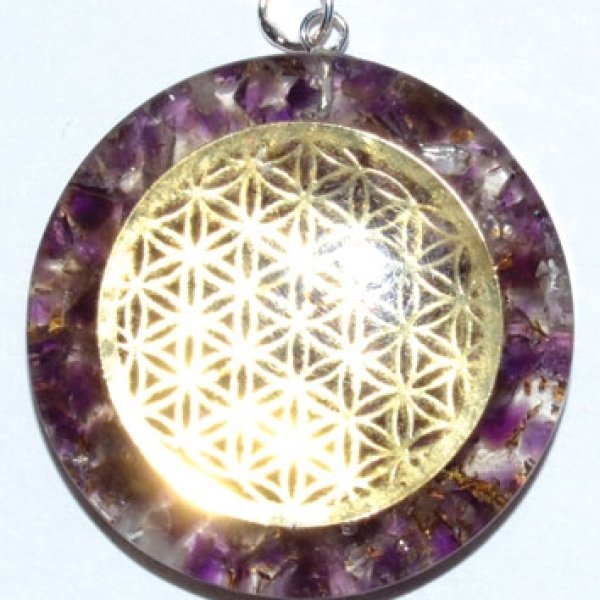 1 1/2" Flower of Life Orgone Amethyst & Quartz