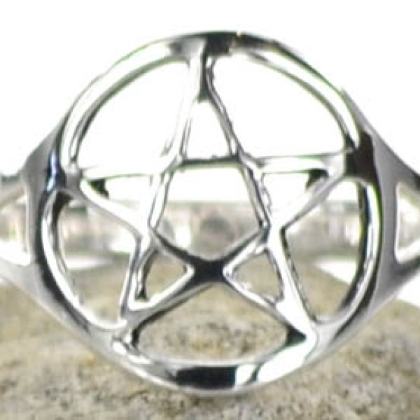Silver Plated Brass Pentagram ring size 10