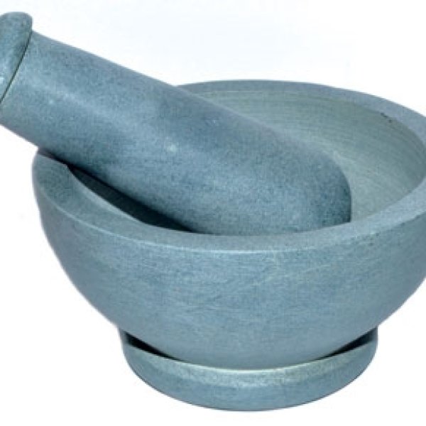 4 1/2" Grey mortar and pestle set