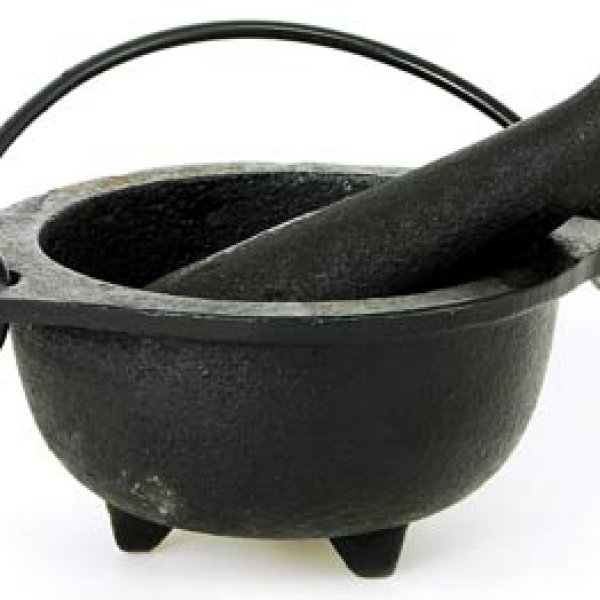 Cast Iron Cauldron Mortar and Pestle Set