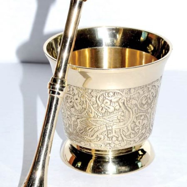 3" Brass Carved M & P