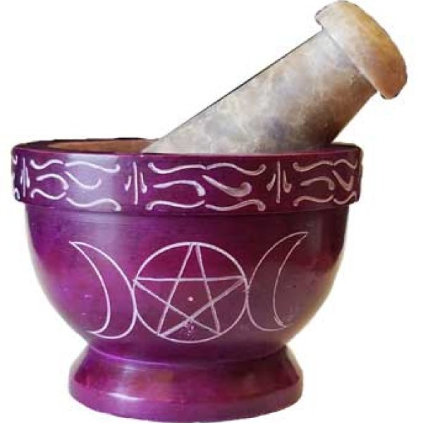 3 1/2" x 2 1/2" Purple soapstone mortar & pestle