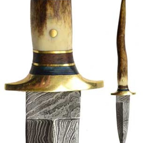Bone Damascus athame