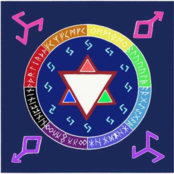 Rune Awakening altar cloth or scarve 36" x 36"