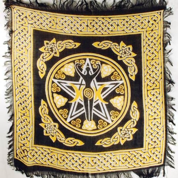 Pentagram Goddess altar cloth 18" x 18"