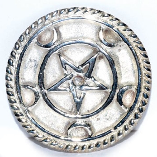 3" Silver Plated Brass Pentagram altar tile
