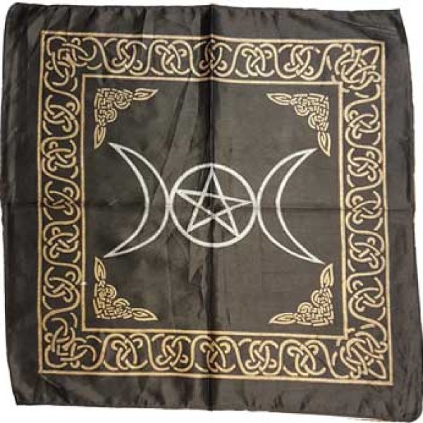 Black Triple Moon Pentagram altar cloth