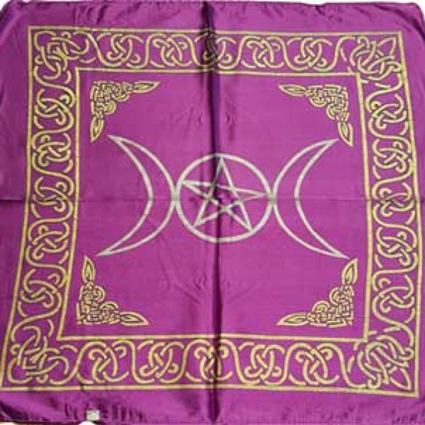 Purple Triple Moon Pentagram altar cloth