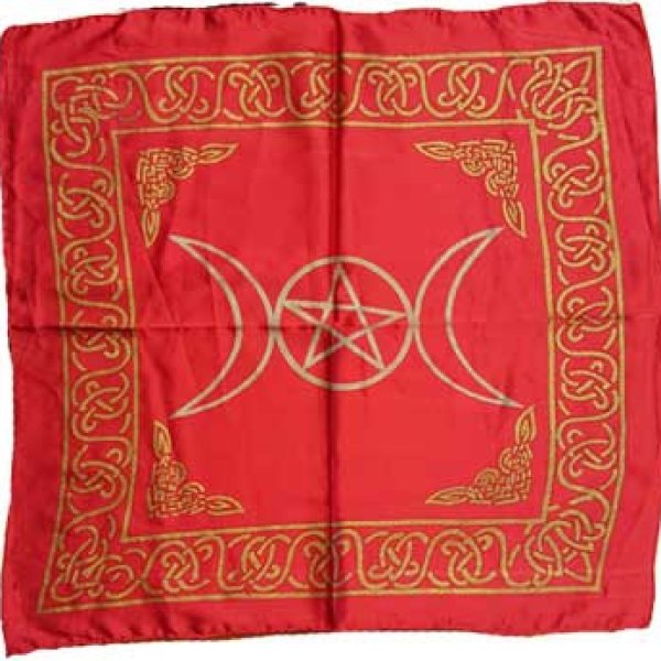 Red Triple Moon Pentagram altar cloth