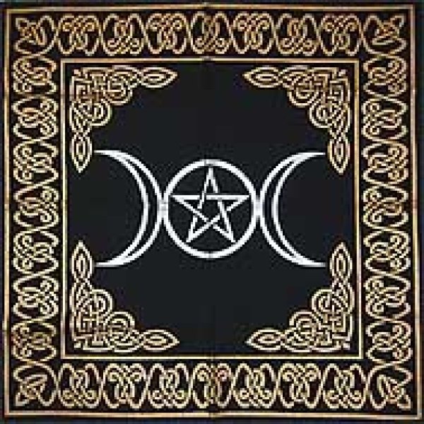 Triple Moon Pentagram altar cloth 24" x 24"