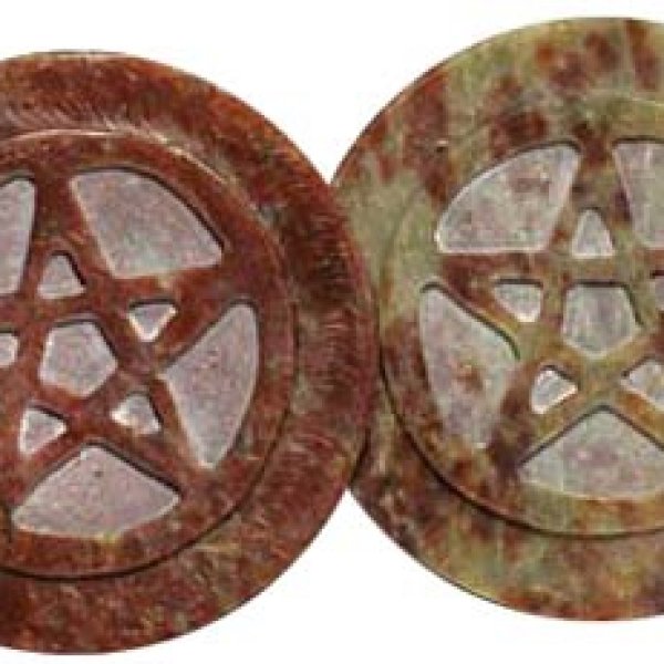 Soapstone Pentagram altar tile 3"