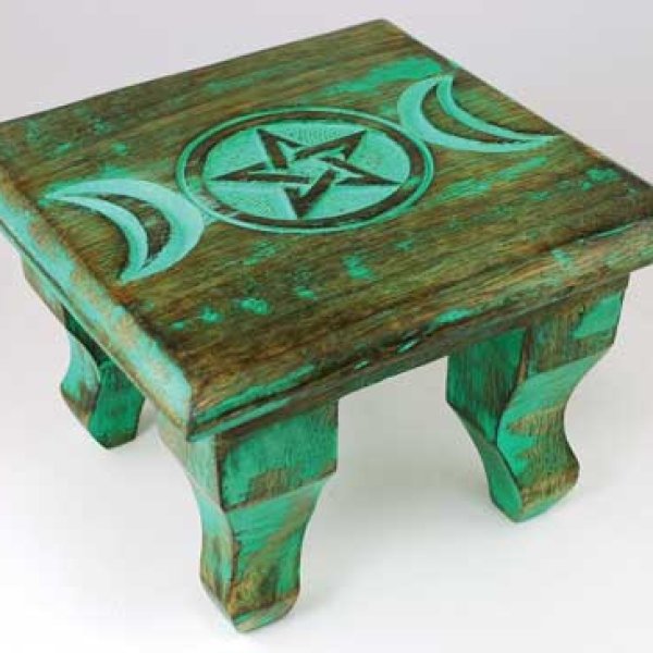 Antiqued Triple Moon altar table 6"