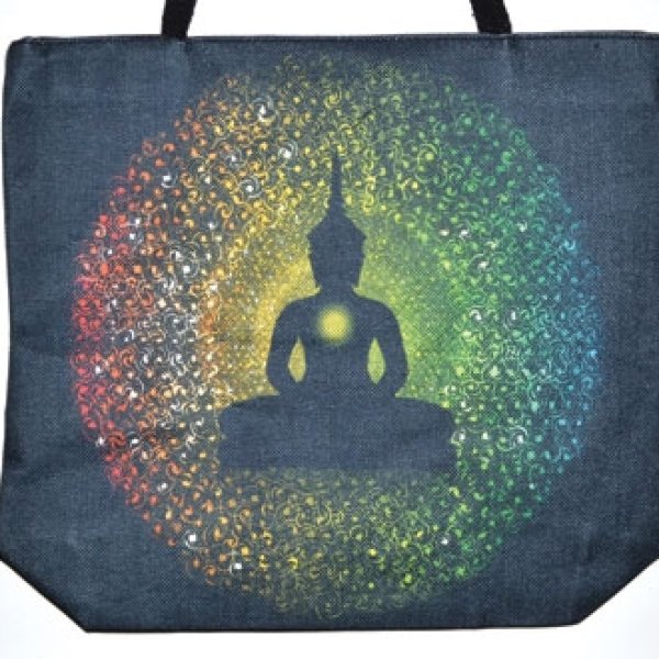 14" x 16" Buddha jute tote bag