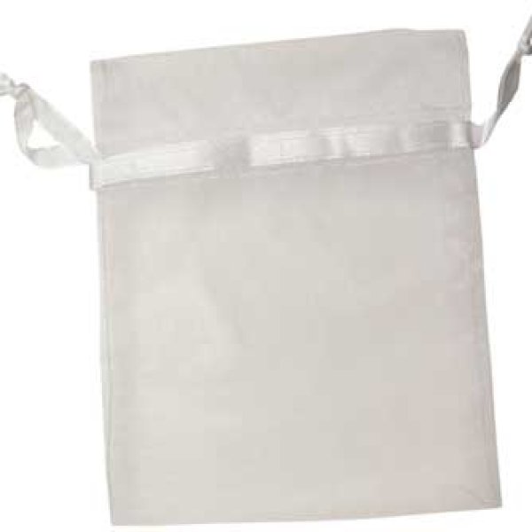 2 3/4" x 3" White organza pouch