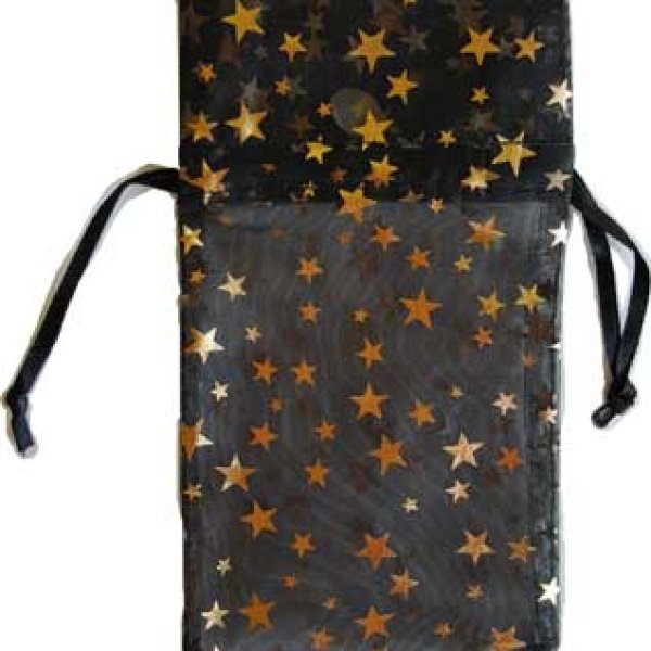 3" x 4" Black organza pouch with Gold Stars