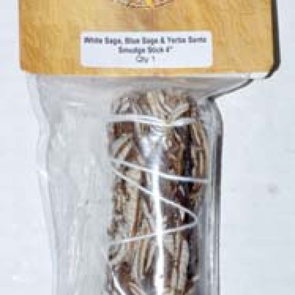 4" White Sage, Blue Sage & Yerba Santa smudge stick