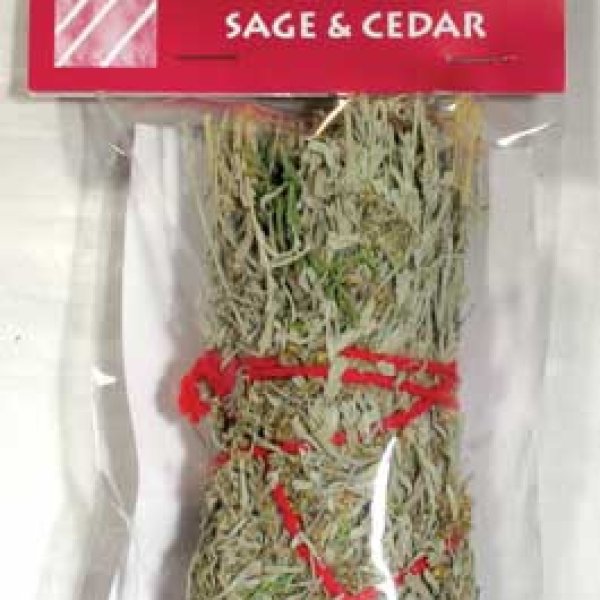 Sage & Cedar smudge stick 5"