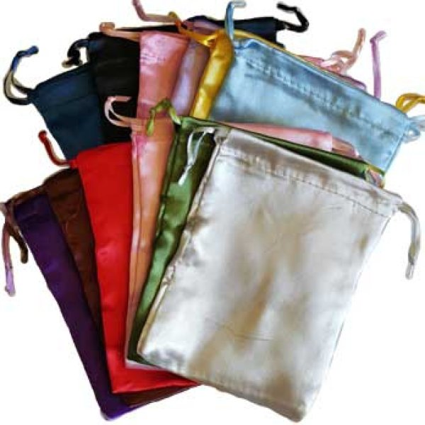 12 pk 5" x 6" mixed colors Satin Drawstring pouches