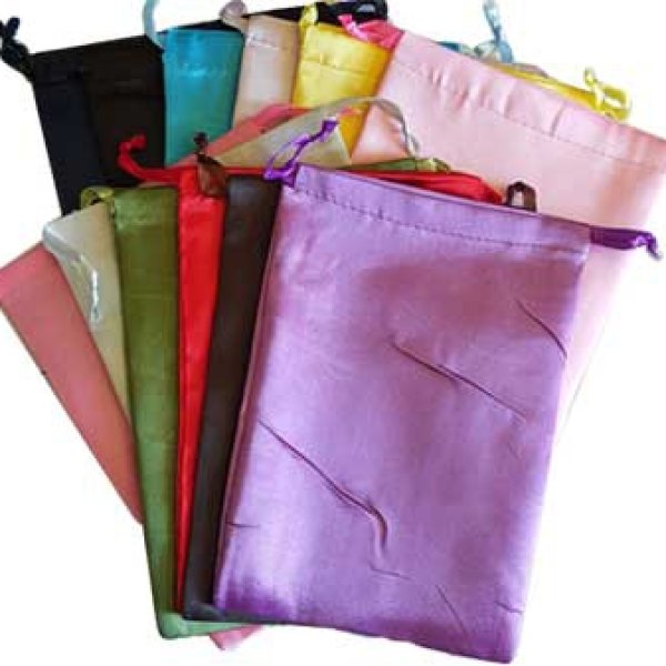 12 pk 6" x 8" mixed colors Satin Drawstring pouches