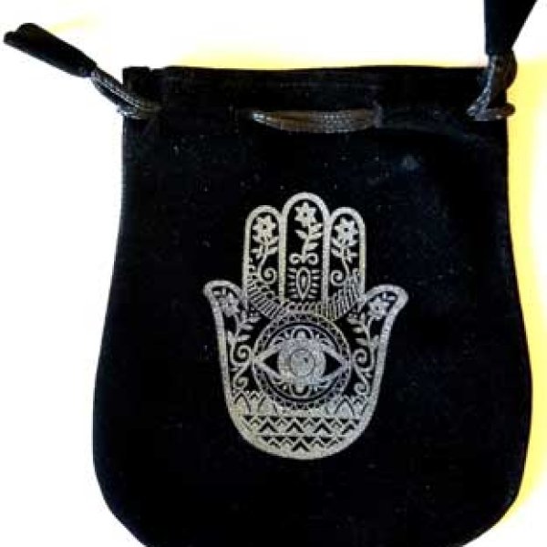 Hand of Compassion Velveteen Black Bag  5"