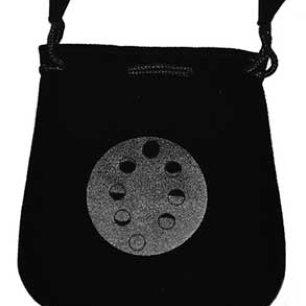 Moon Phases Velveteen Black Bag  5"