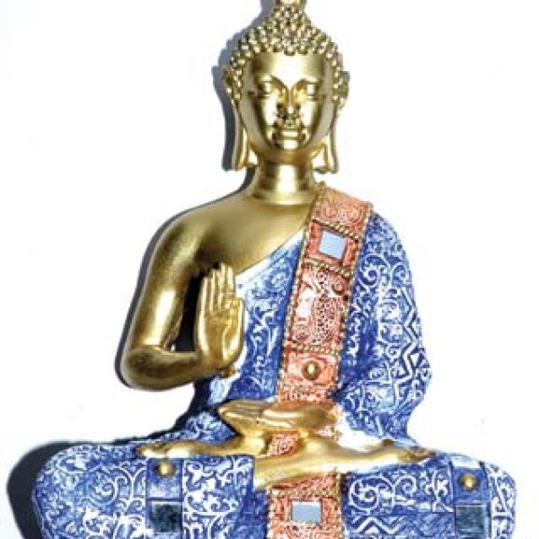 10 1/4" Buddha blue clothing & Mirror ornaments