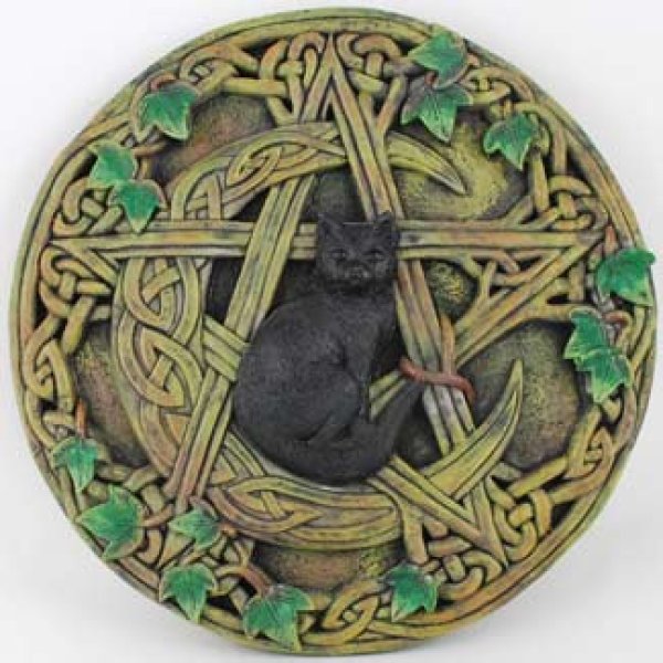 Cat and Pentagram Wall Plaque 7 1/2"