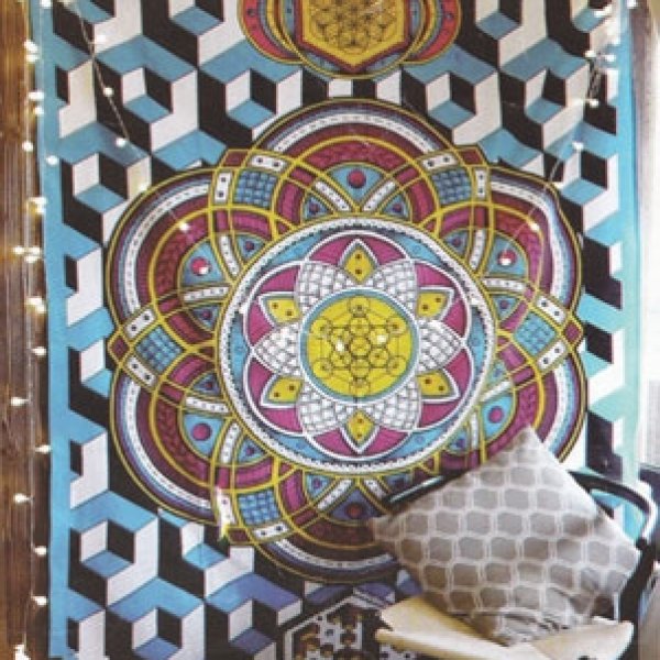 54" x 86" Geometric tapestry multi color